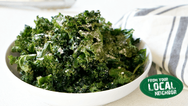Delicious local Kale makes for a healthy game day treat!